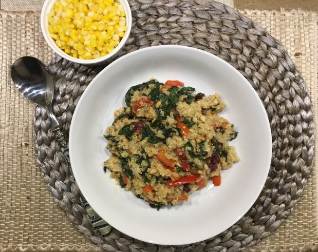 Quinoa with Swiss Chard and Pine Nuts with Honey Peanut Butter&nbsp;Dressing