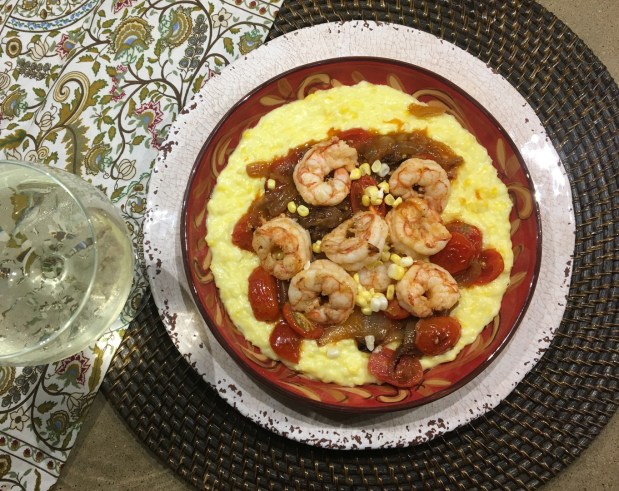 Creole Shrimp and Creamed Corn “Grits”