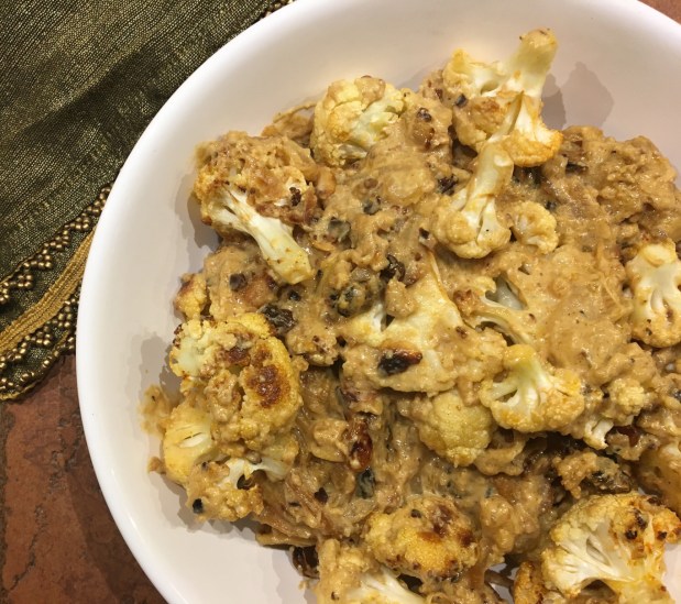 Cauliflower Korma with Toasted Almonds & Blackened Raisins  