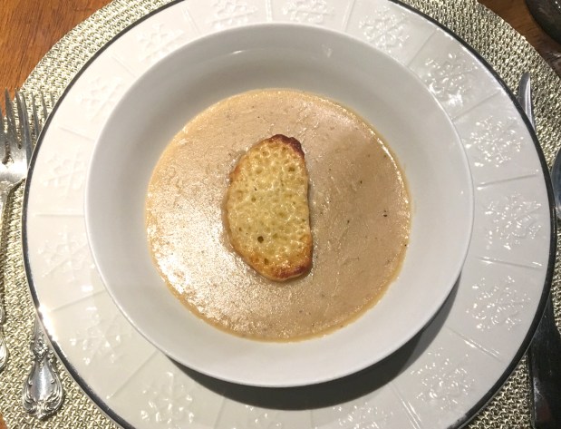 Caramelized Onion and Parmesan Cheese Soup with Parmesan Cheese&nbsp;Toasts